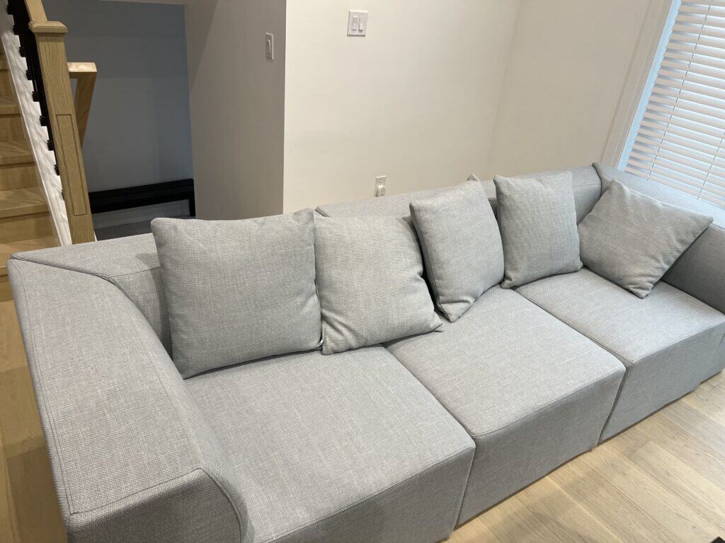 Cozey Atmosphere Three Seater in Silver Performance Fabric
