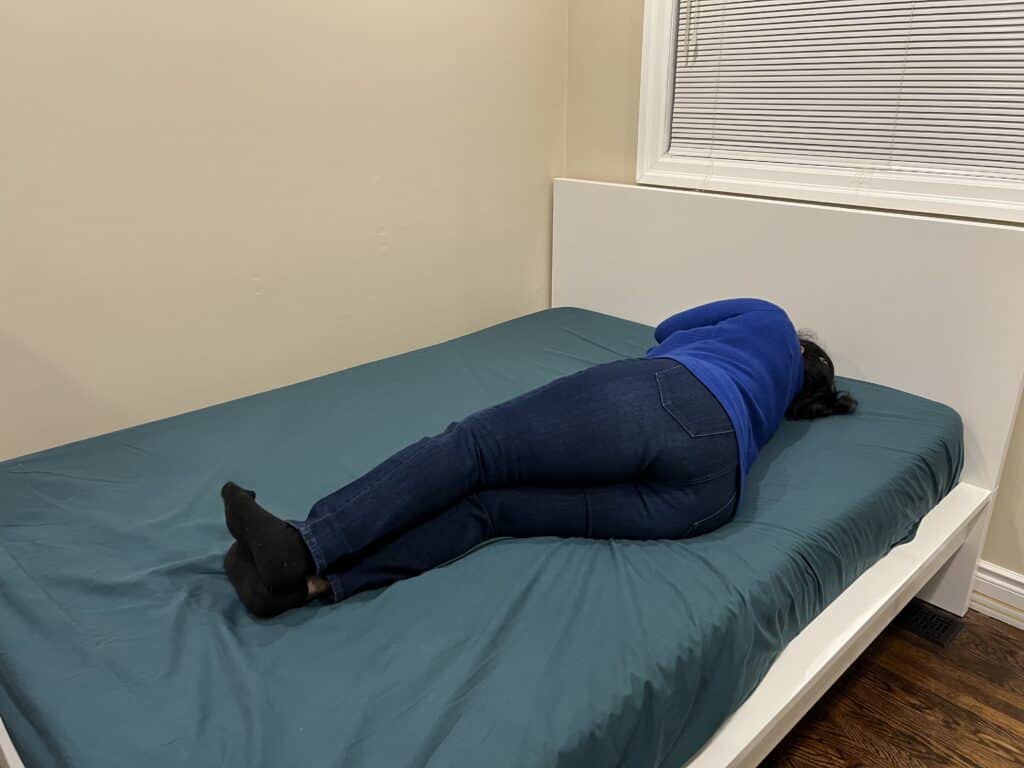 A sleeper on the Casper Bliss Upholstered Bed Frame A sleeper on the Casper Bliss Upholstered Bed Frame